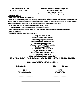 Đề kiểm tra chất lượng học kì II môn Ngữ văn Lớp 10 - Năm học 2014-2015 - Trường THPT Tân Yên Số 1 (Có đáp án)